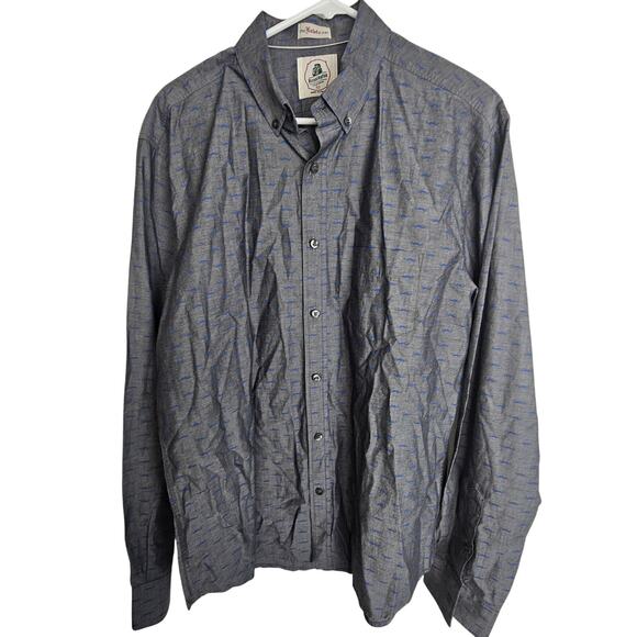 VTG Kennington Shirt Men L Gray Mustache Print Novelty Button Estate Lightweight - Picture 1 of 8